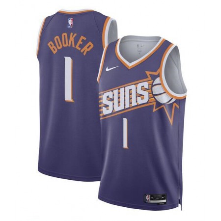 Men's Phoenix Suns #1 Devin Booker Purple Icon Edition Stitched Basketball Jersey