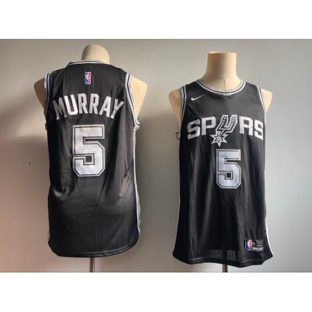 Men's San Antonio Spurs #5 Dejounte Murray Black Icon Edition Swingman Stitched NBA Jersey