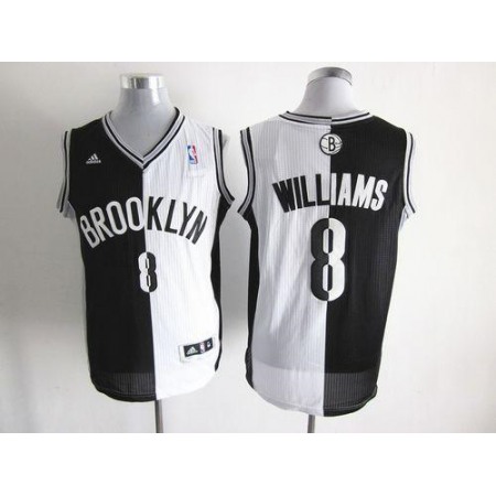 Nets #8 Deron Williams Black/White Split Fashion Stitched NBA Jersey