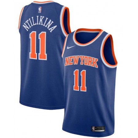 New Yok Knicks #11 Frank Ntilikina Blue Icon Edition Stitched Swingman Jersey
