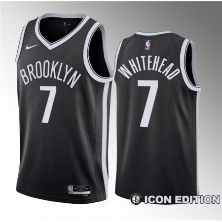 Men's Brooklyn Nets #7 Dariq Whitehead Black 2023 Draft Icon Edition Stitched Basketball Jersey