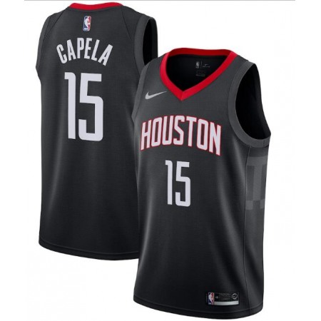 Men's Houston Rockets #15 Clint Capela Black Statement Edition Stitched Jersey