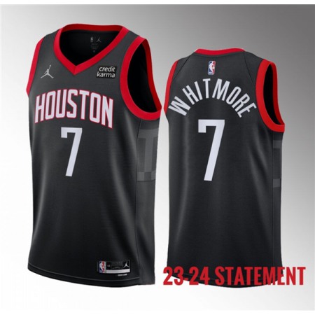Men's Houston Rockets #7 Cam Whitmore Black 2023 Draft Statement Edition Stitched Basketball Jersey
