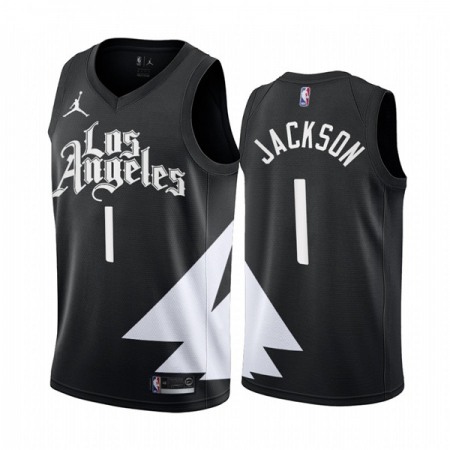 Men's Los Angeles Clippers #1 Reggie Jackson 2022/23 Black Statement Edition Stitched Jersey