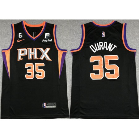 Men's Phoenix Suns #35 Kevin Durant Balck With NO.6 Patch Statement Edition Stitched Basketball Jersey