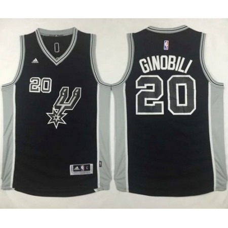 Spurs #20 Manu Ginobili Black New Road Stitched NBA Jersey