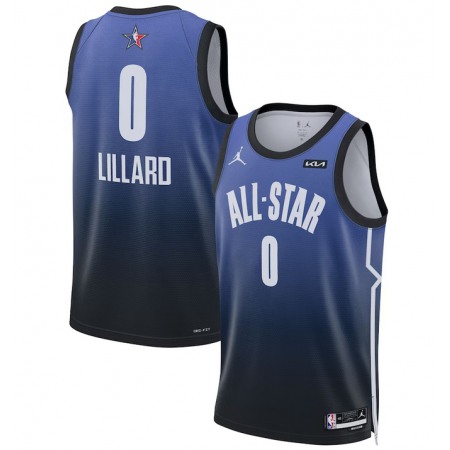 Men's 2023 All-Star #0 Damian Lillard Blue Game Swingman Stitched Basketball Jersey