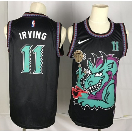 Men's Brooklyn Nets #11 Kyrie Irving Black Dragon Swingman Stitched NBA Jersey