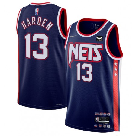 Men's Brooklyn Nets #13 James Harden 2021/22 Navy Swingman City Edition 75th Anniversary Stitched Basketball Jersey