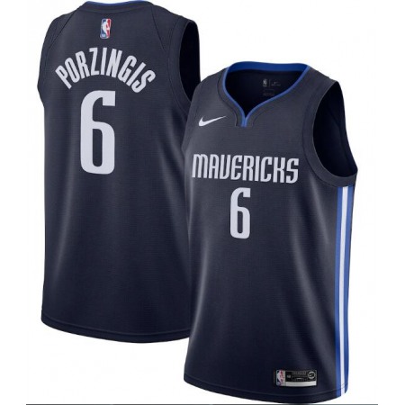 Men's Dallas Mavericks #6 Kristaps Porzingis Navy Statement Edition Stitched Jersey