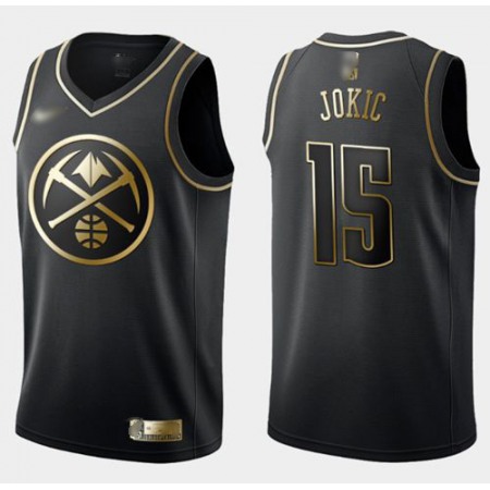 Men's Denver Nuggets #15 Nikola Jokic Black Gold Swingman Limited Edition Jersey