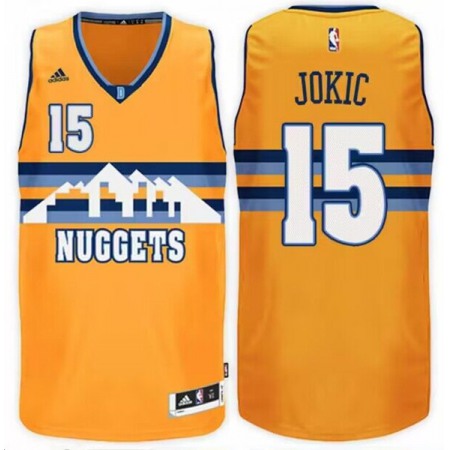 Men's Denver Nuggets #15 Nikola Jokic Gold 2016-17 Swingman Stitched Basketball Jersey