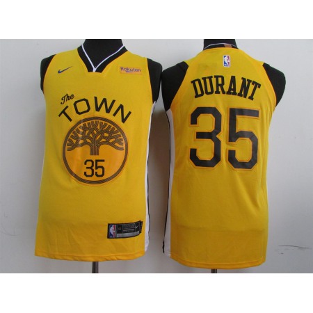 Men's Golden State Warriors #35 Kevin Durant Yellow 2019 Earned Edition Swingman Stitched NBA Jersey