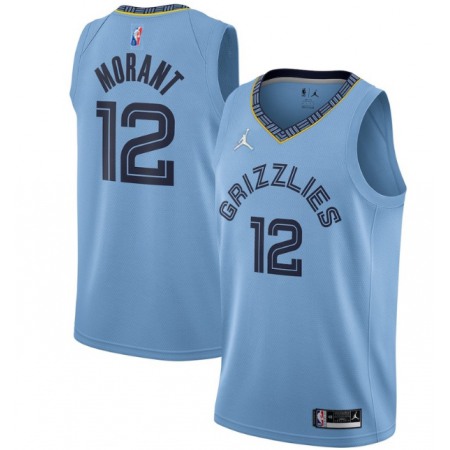 Men's Memphis Grizzlies #12 Ja Morant 75th Anniversary 2021 Blue Swingman Stitched Jersey