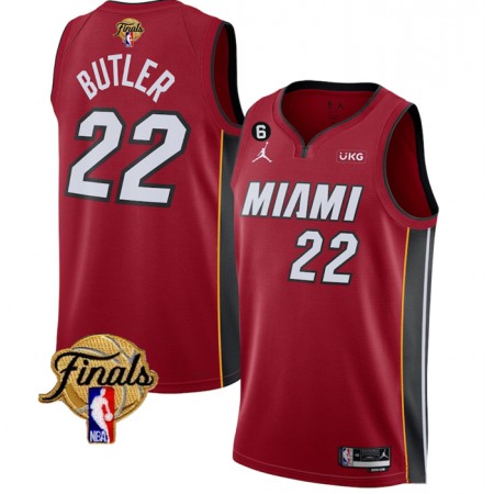 Men's Miami Heat #22 Jimmy Butler Red 2023 Finals Statement Edition With NO.6 Patch Stitched Basketball Jersey