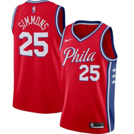 Men's Philadelphia 76ers #25 Ben Simmons Red Statement Edition Stitched Swingman Jersey