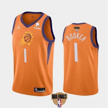 Men's Phoenix Suns #1 Devin Booker 2021 Orange Statement Finals Basketball Swingman Stitched Jersey