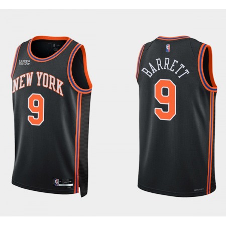 New Yok Knicks #9 Rj Barrett Black 75th Anniversary Stitched Swingman Basketball Jersey