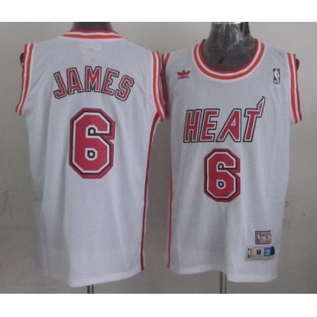 Heat #6 LeBron James White Swingman Throwback Stitched NBA Jersey