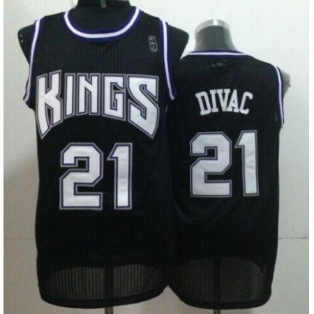 Kings #21 Vlade Divac Black Throwback Stitched NBA Jersey