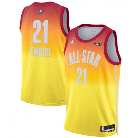 Men's 2023 All-Star #21 Joel Embiid Orange Game Swingman Stitched Basketball Jersey