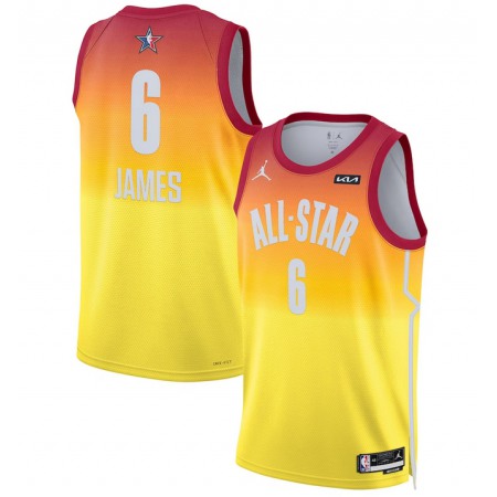 Men's 2023 All-Star #6 LeBron James Orange Game Swingman Stitched Basketball Jersey