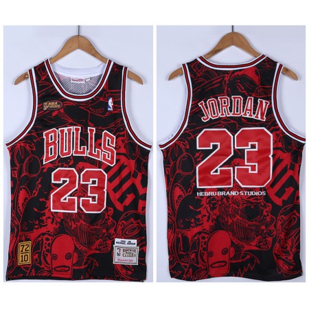 Men's Chicago Bulls #23 Michael Jordan Red/Black 1995-96 Throwback Stitched Jersey