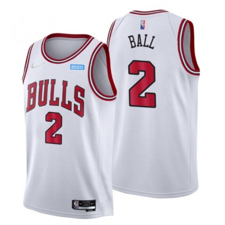 Men's Chicago Bulls #2 Lonzo Ball 75th Anniversary White Swingman Stitched Basketball Jersey