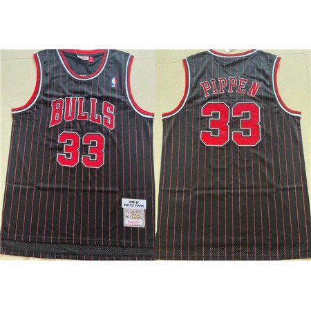 Men's Chicago Bulls #33 Scottie Pippen Black 1996-97 Throwback Stitched Jersey