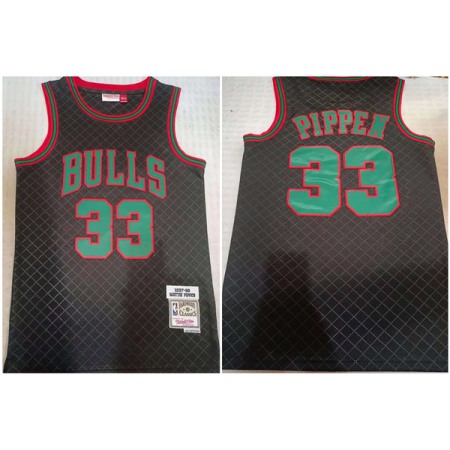 Men's Chicago Bulls #33 Scottie Pippen Black 1997-98 Finals Throwback Stitched Basketball Jersey