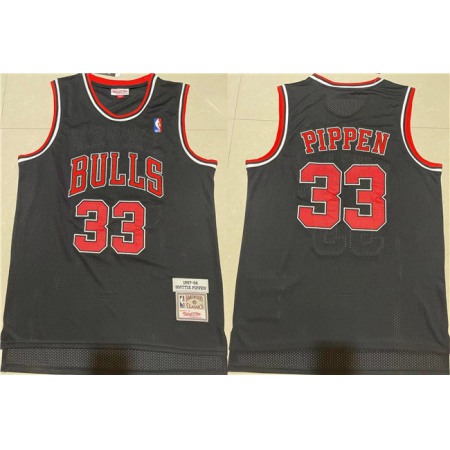 Men's Chicago Bulls #33 Scottie Pippen Black 1997-98 Throwback Stitched Jersey