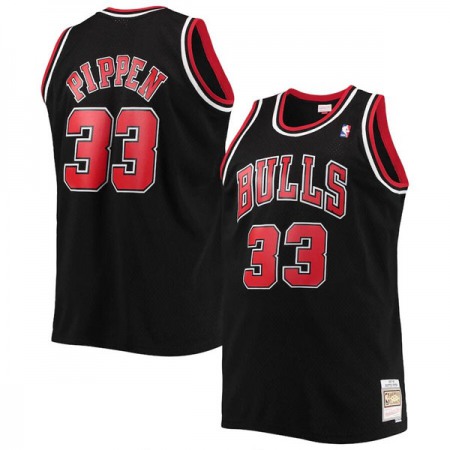 Men's Chicago Bulls #33 Scottie Pippen Black Throwback Stitched Jersey