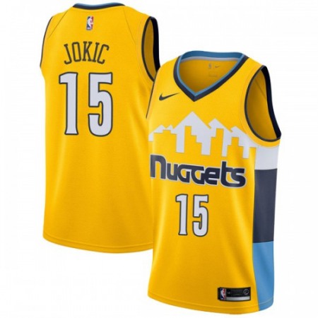 Men's Denver Nuggets #15 Nikola Jokic Yellow Swingman Stitched NBA Jersey