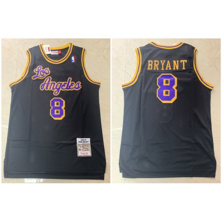 Men's Los Angeles Lakers #8 Kobe Bryant Black 1996-1997 Throwback Stitched Jersey