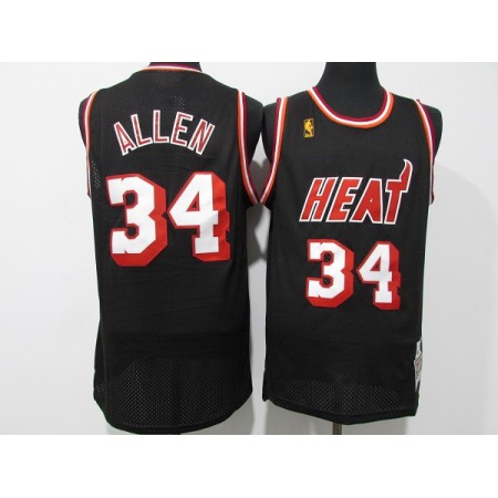 Men's Miami Heat #34 Ray Allen Black Throwback Stitched Basketball Jersey