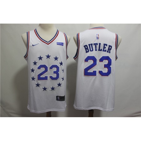 Men's Philadelphia 76ers #23 Jimmy Butler White 2018/19 Earned Edition Swingman Stitched NBA Jersey