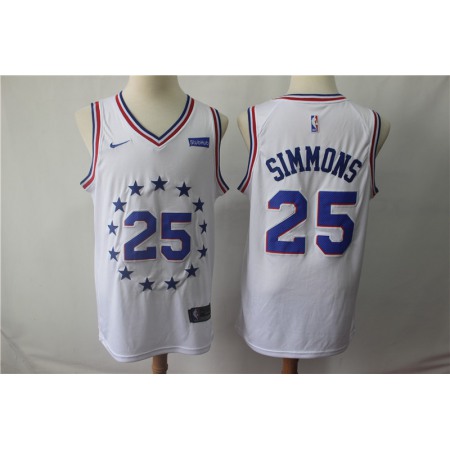 Men's Philadelphia 76ers #25 Ben Simmons White 2018/19 Earned Edition Swingman Stitched NBA Jersey
