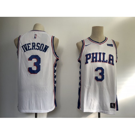 Men's Philadelphia 76ers #3 Allen Iverson White Swingman Stitched NBA Jersey