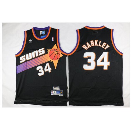 Men's Phoenix Suns #34 Charles Barkley Black Throwback Stitched Jersey