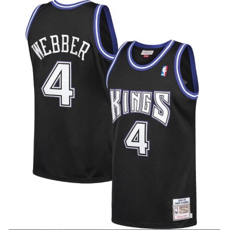 Men's Sacramento Kings #4 Chris Webber Black 1998-1999 Throwback Stitched Jersey
