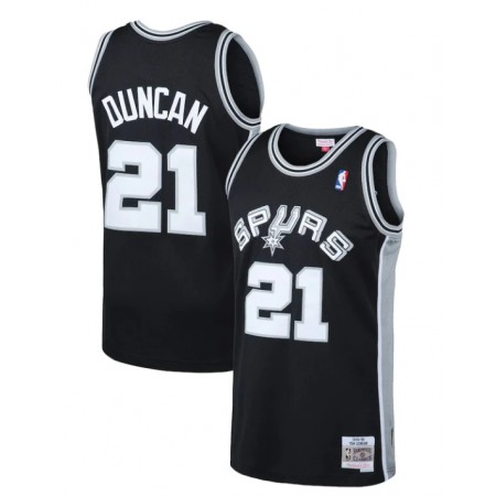 Men's San Antonio Spurs #21 Tim Duncan Black 1998-99 Throwback basketball Jersey