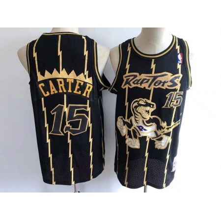 Men's Toronto Raptors #15 Vince Carter Black Throwback Stitched Jersey