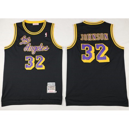 Mitchell And Ness Lakers #32 Magic Johnson Black Throwback Stitched NBA Jersey