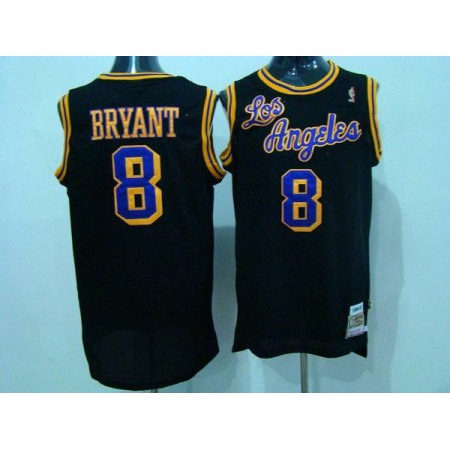 Mitchell and Ness Lakers #8 Kobe Bryant Black Purple/Yellow Number Stitched Throwback NBA Jersey