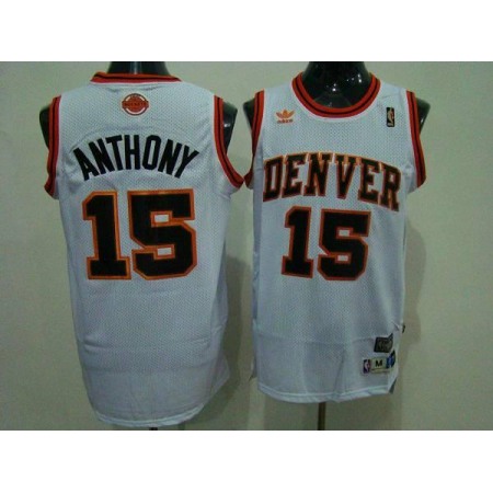 Nuggets #15 Carmelo Anthony White Swingman Throwback Stitched NBA Jersey