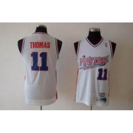 Pistons #11 Isiah Thomas White Swingman Throwback Stitched NBA Jersey