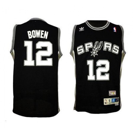 Spurs #12 Bruce Bowen Black Throwback Stitched NBA Jersey