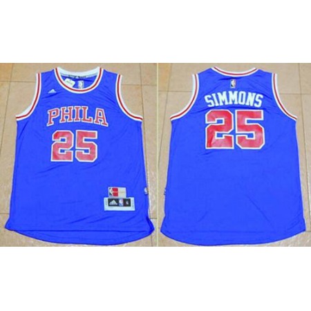 76ers #25 Ben Simmons Blue Throwback Stitched NBA Jersey