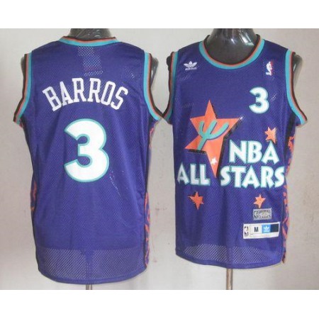 76ers #3 Dana Barros Purple 1995 All Star Throwback Stitched NBA Jersey