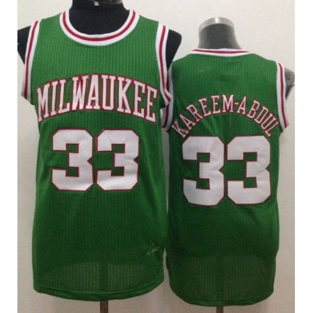 Bucks #33 Kareem Abdul-Jabbar Green Throwback Stitched NBA Jersey